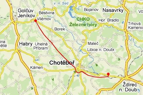 trasa 1: Vilémov - Chotěboř - Sobíňov