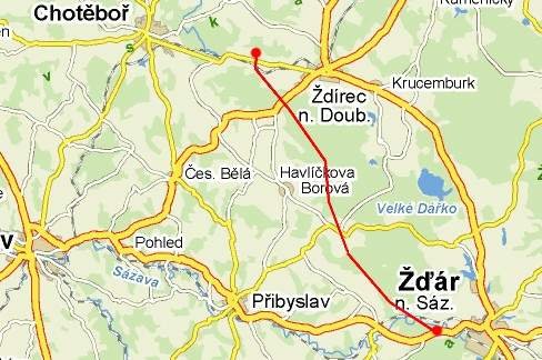 trasa 2: Sobíňov - Hamry nad Sázavou