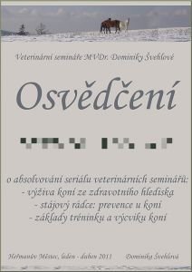 osvědčení o účasti na minimálně 3 seminářích