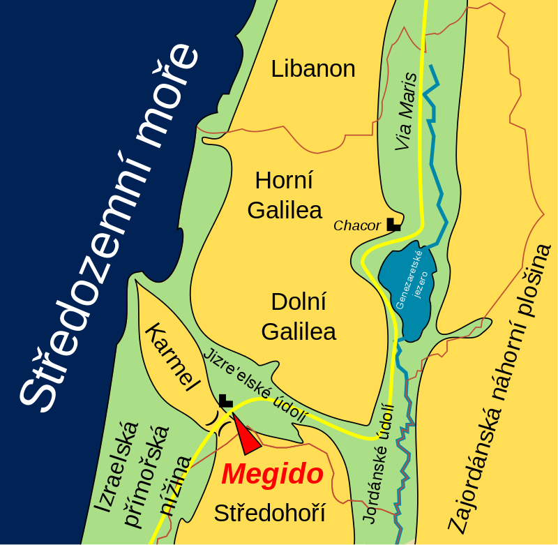 Mapa oblasti jižní Galileje (autor Daniel Baránek)
